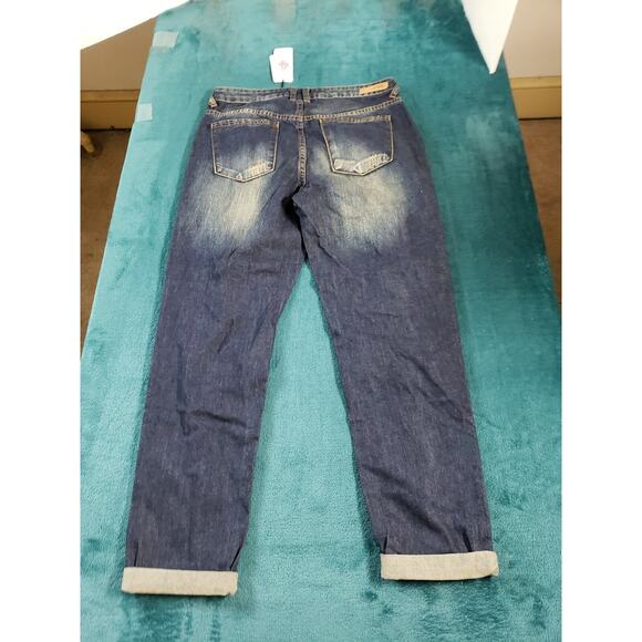 Soho Babe Jeans Sz 5 Womens Blue Mid Rise Cuffed Crop Distressed Stretch NWT - Picture 13 of 15